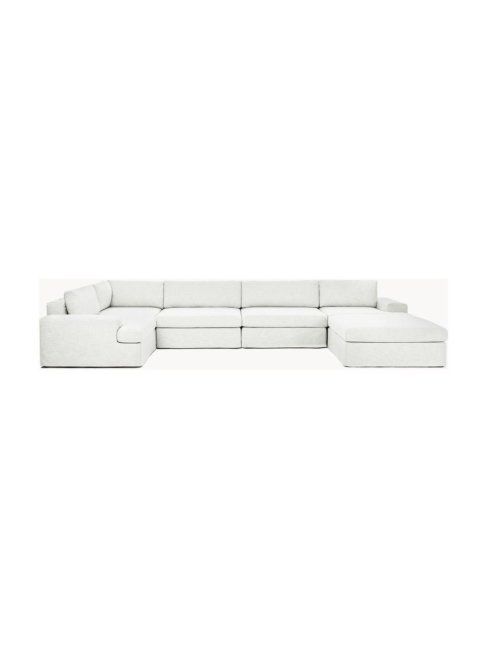 Modulare Wohnlandschaft Russell mit abnehmbaren Bezügen, Bezug: 100% Baumwolle Der strapa, Gestell: Massives Kiefernholz, Spe, Webstoff Off White, B 412 x T 206 cm