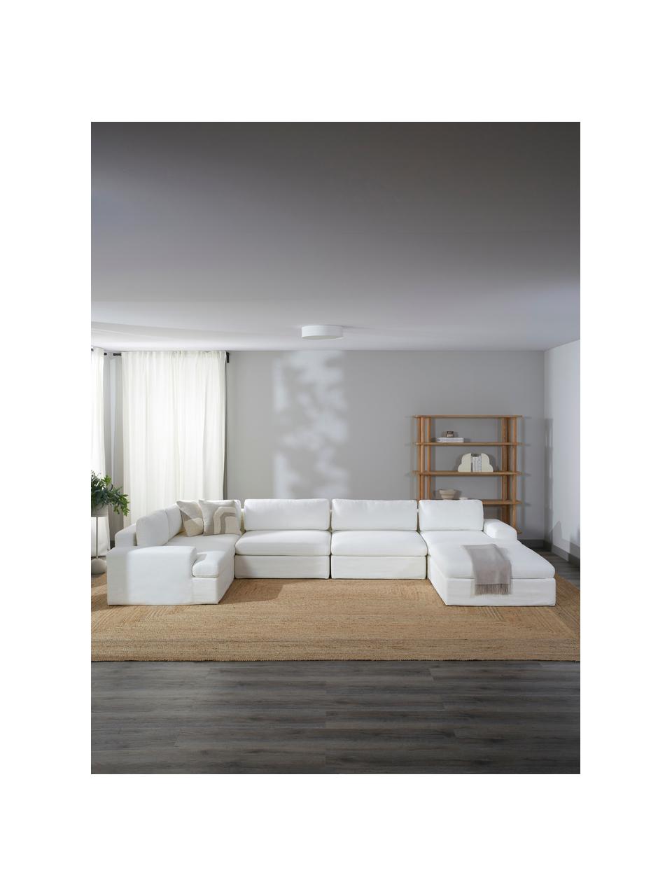 Modulare Wohnlandschaft Russell mit abnehmbaren Bezügen, Bezug: 100% Baumwolle Der strapa, Gestell: Massives Kiefernholz, Spe, Webstoff Off White, B 412 x T 206 cm