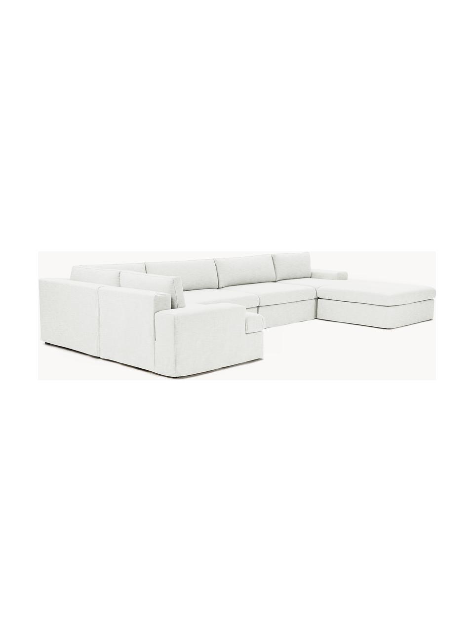 Canapé d'angle modulable avec revêtement amovible Russell, Tissu blanc cassé, larg. 412 x prof. 206 cm