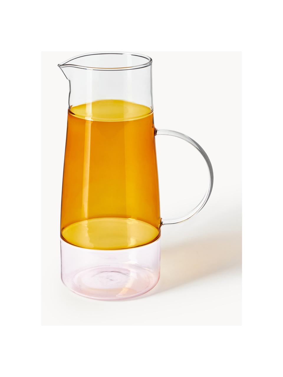 Brocca in vetro soffiato Lemonade, 1,3 L, Vetro, Arancione, rosa, 1.3 L