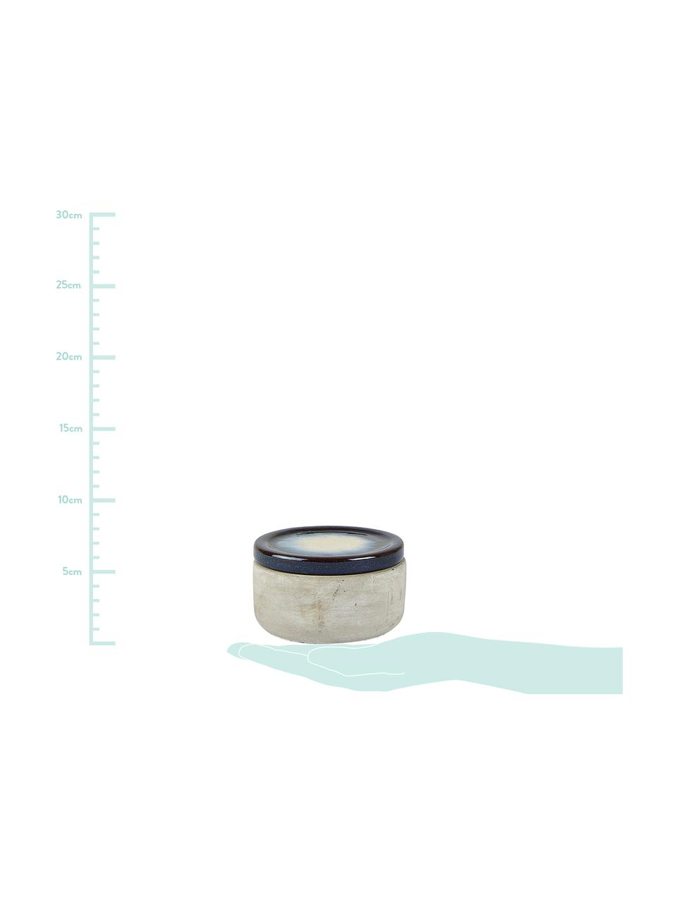 Aufbewahrungsdose Korfu, Dose: Zement, Deckel: Keramik, Dose: Grau
Deckel: Dunkelblau, Weiss, Ø 10 x H 6 cm