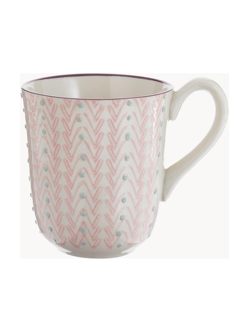 Tazas de café Maya, 3 uds., Gres, Off White, malva, verde salvia, rosa claro, Ø 9 x Al 10 cm, 360 ml