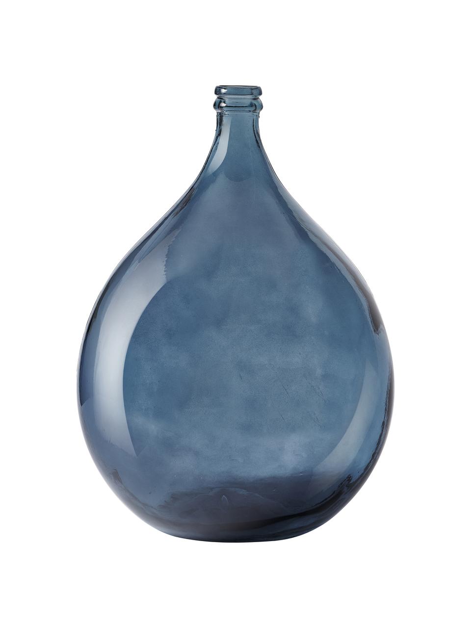Jarrón de suelo de vidrio reciclado Dante, Vidrio reciclado, Azul oscuro, Ø 40 x Al 56 cm