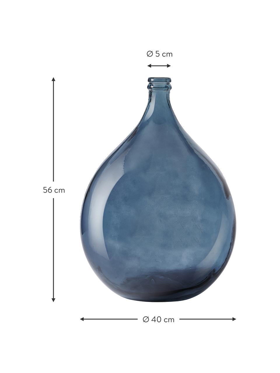 Vaso da terra in vetro riciclato Dante, Vetro riciclato, Blu scuro, Ø 40 x Alt. 56 cm