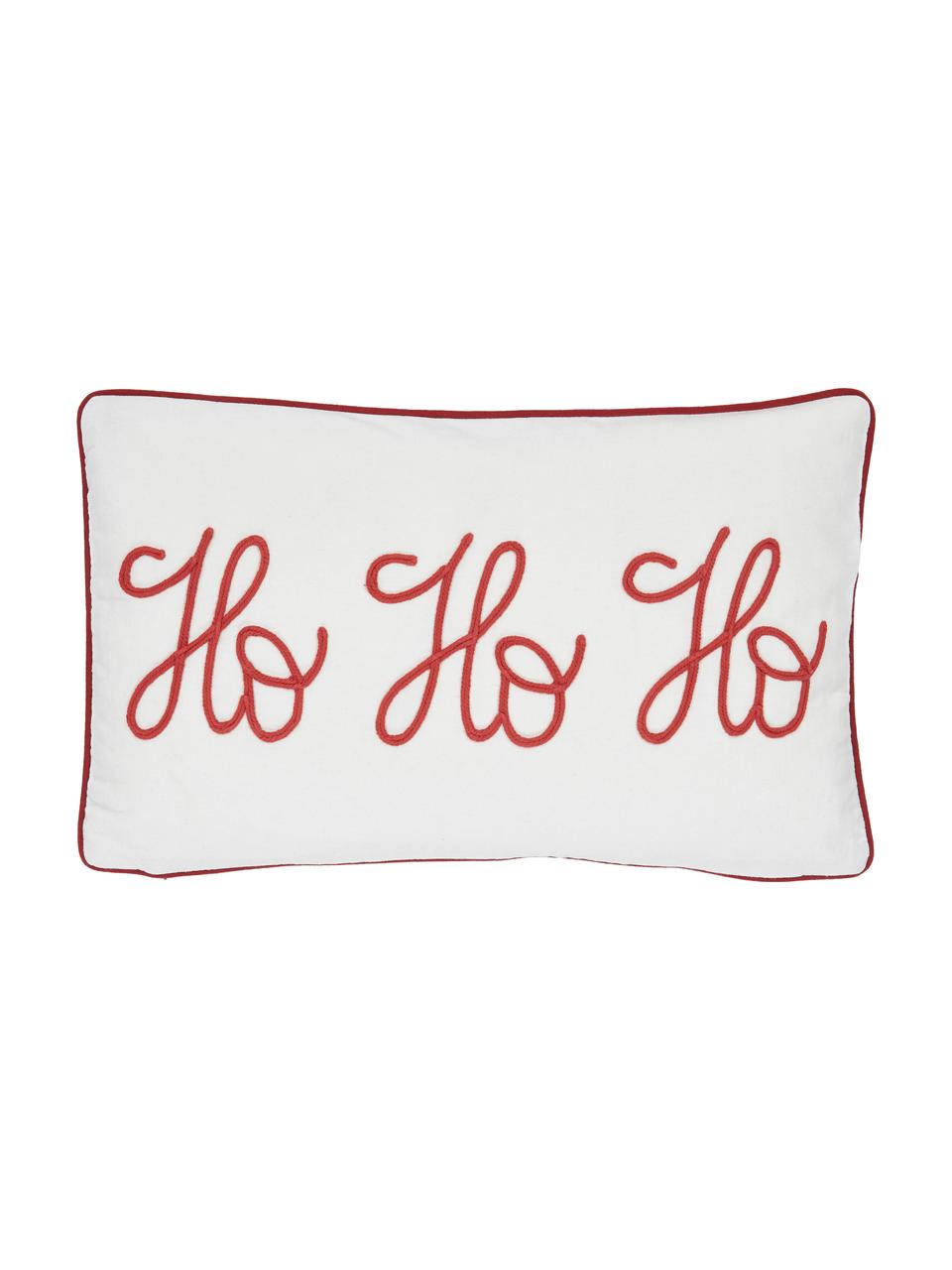 Housse de coussin rectangulaire Noël Stirling, Beige, rouge Bordure passepoilée : rouge