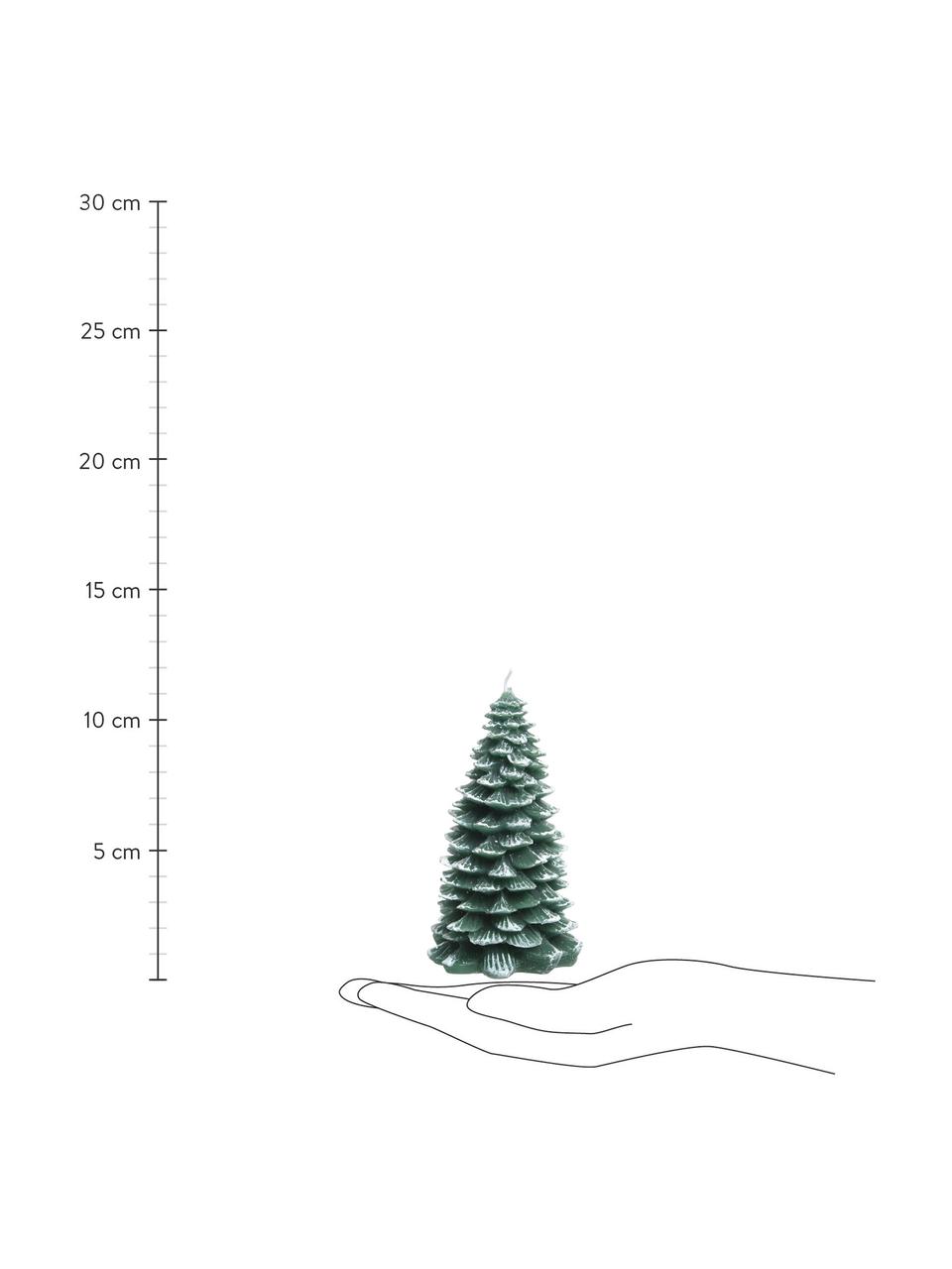 Velas decorativas Winter Tree, 2 uds., Cera, Verde, blanco, Ø 9 x Al 12 cm