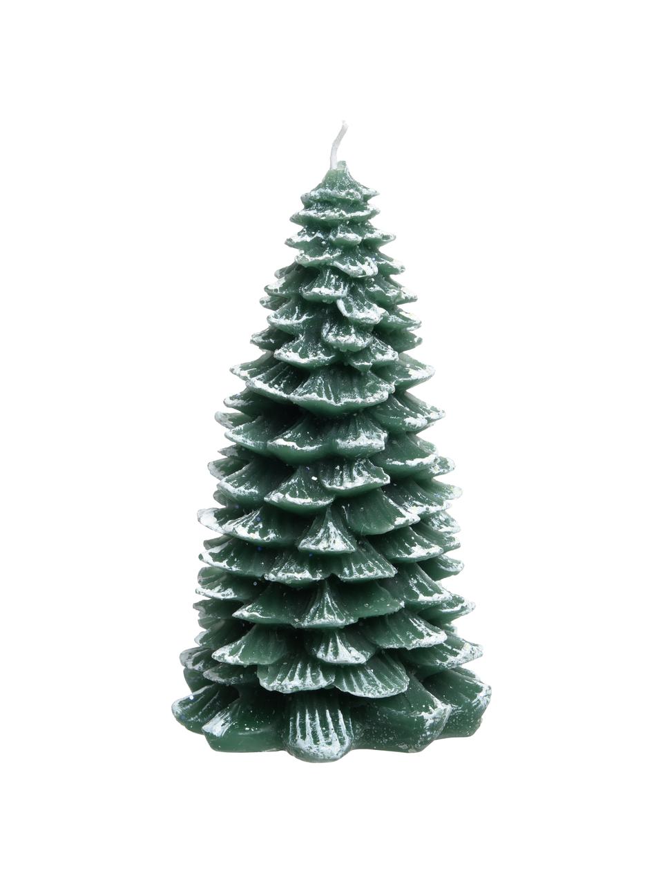 Bougie décorative Winter Tree, 2 pièces, Cire, Vert, blanc, Ø 9 x haut. 12 cm