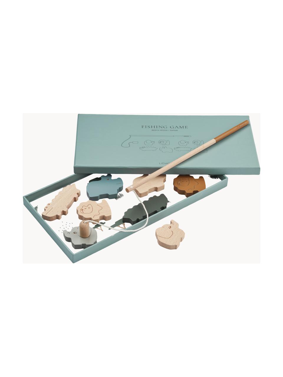 Set de jeu de pêche en bois de hêtre Sebastian, 9 élém., Bois de hêtre, laqué, Bois de hêtre, multicolore, Lot de différentes tailles