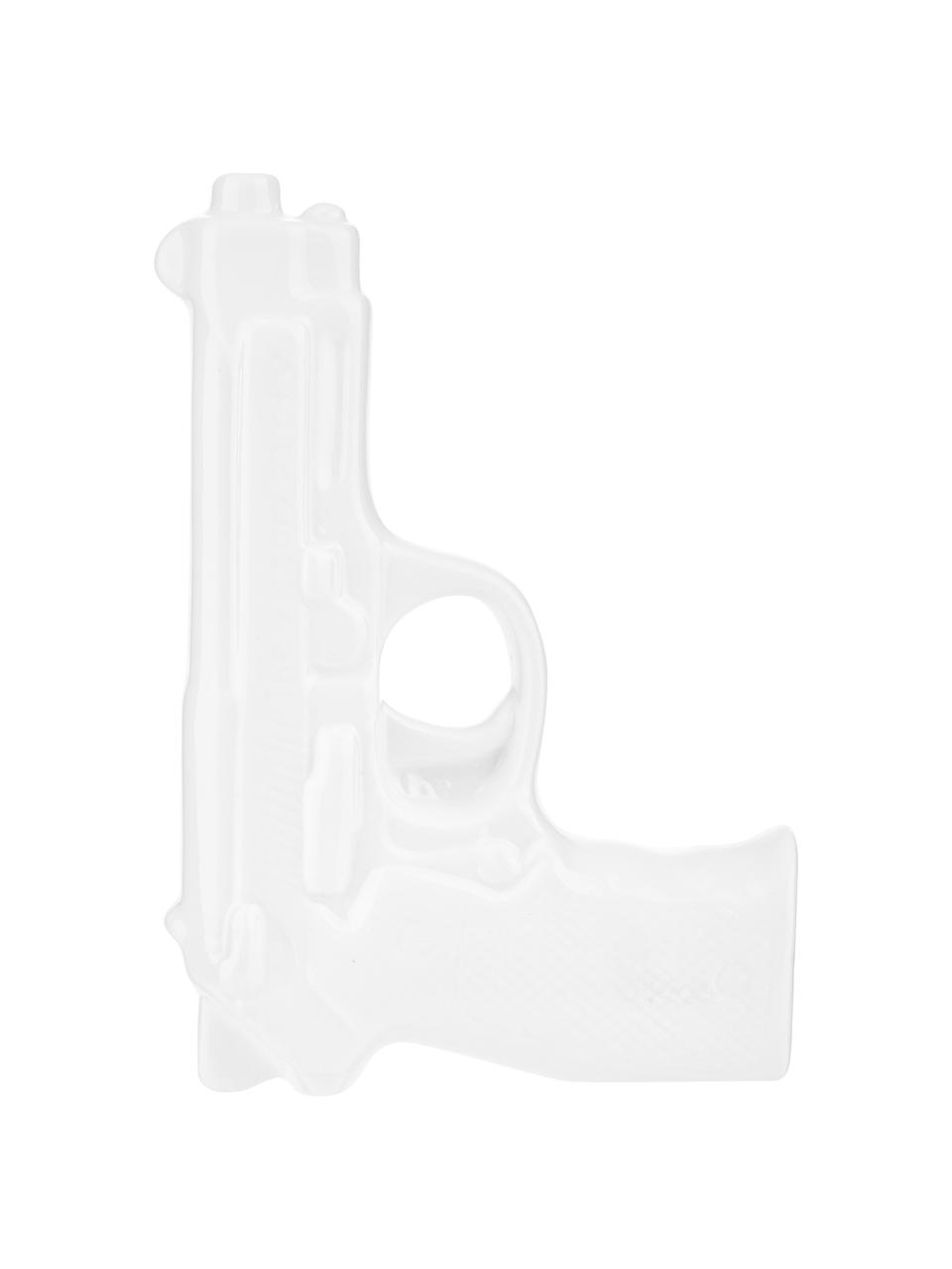 Jarrón pequeño de porcelana de diseño Gun, Porcelana esmaltada, Blanco, An 12 x Al 17 cm