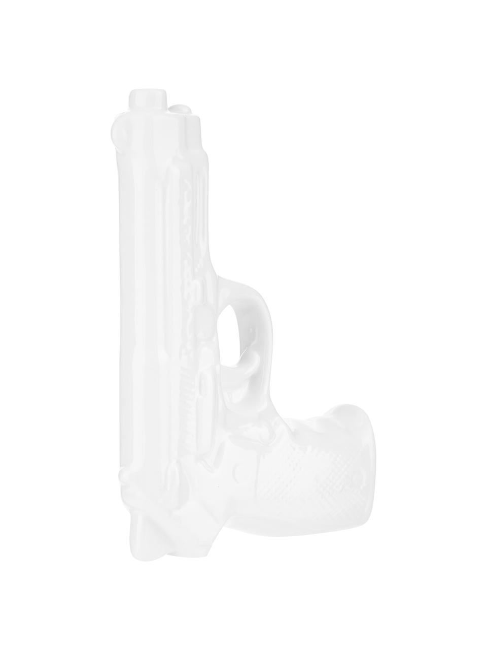 Vaso di design in porcellana Gun, Porcellana smaltata, Bianco, Larg. 12 x Alt. 17 cm
