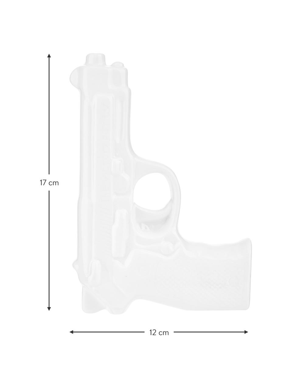 Vaso piccolo di design in porcellana Gun, Porcellana smaltata, Bianco, Larg. 12 x Alt. 17 cm