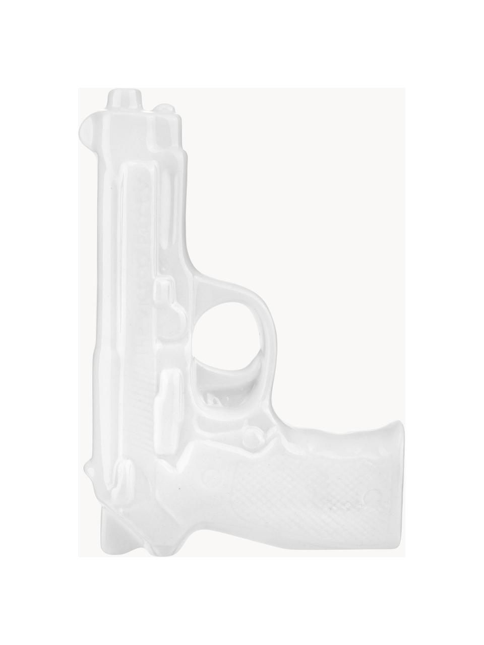 Jarrón pequeño de porcelana de diseño Gun, Porcelana esmaltada, Blanco, An 12 x Al 17 cm