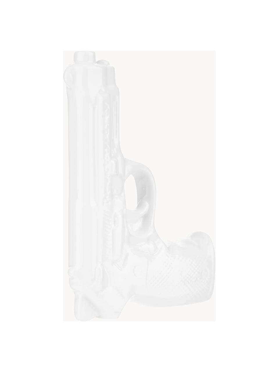 Jarrón pequeño de porcelana de diseño Gun, Porcelana esmaltada, Blanco, An 12 x Al 17 cm