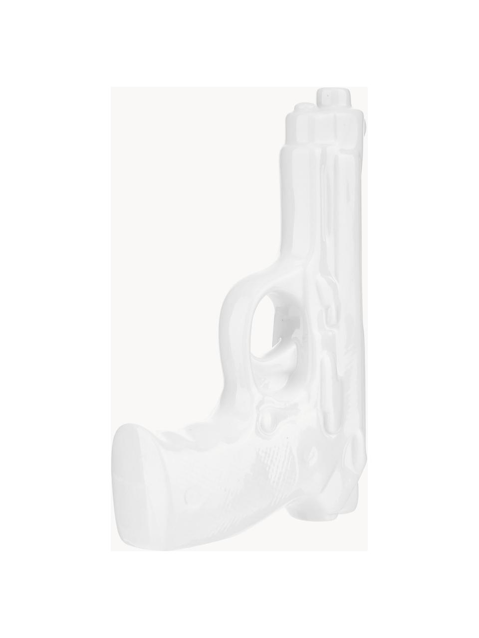 Vaso piccolo di design in porcellana Gun, Porcellana smaltata, Bianco, Larg. 12 x Alt. 17 cm