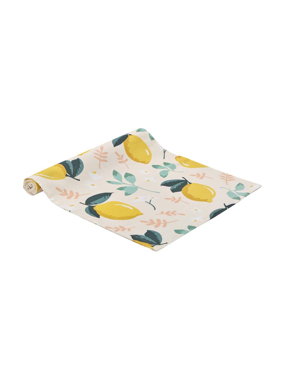 Camino de mesa Lemon, Algodón, Beige, amarillo, verde, An 40 x L 145 cm