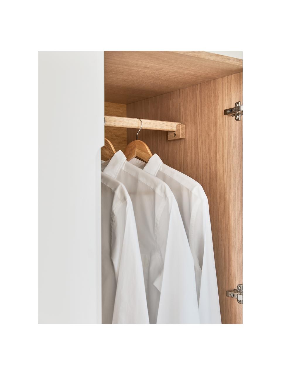 Kledingkast Cassy in wit, 3 deuren, Poten: massief eikenhout, Wit, B 148 x H 195 cm