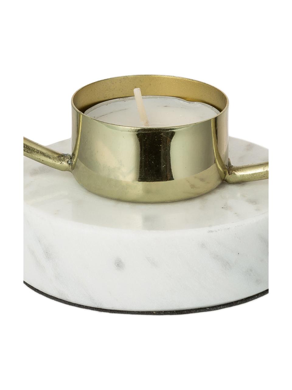 Kandelaar Golden Ring, Voet: marmer, Goudkleurig, wit, B 18 x H 20 cm