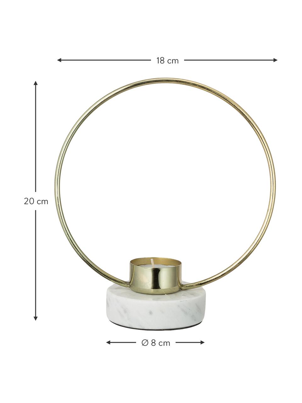 Teelichthalter Golden Ring, Goldfarben, Weiss, B 18 x H 20 cm