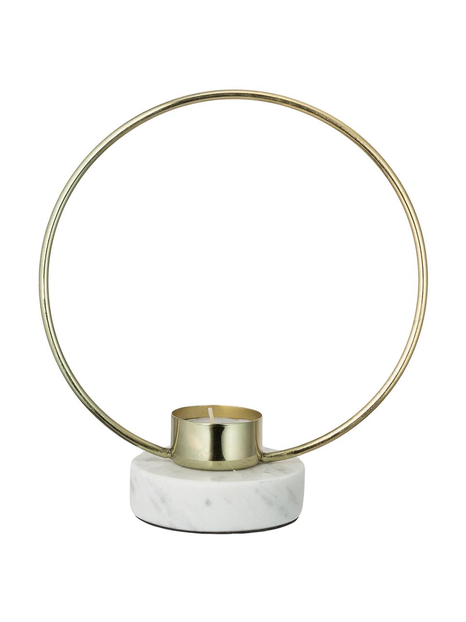 Candelabro Golden Ring, Portavelas: metal, recubierto, Dorado, blanco, An 18 x Al 20 cm