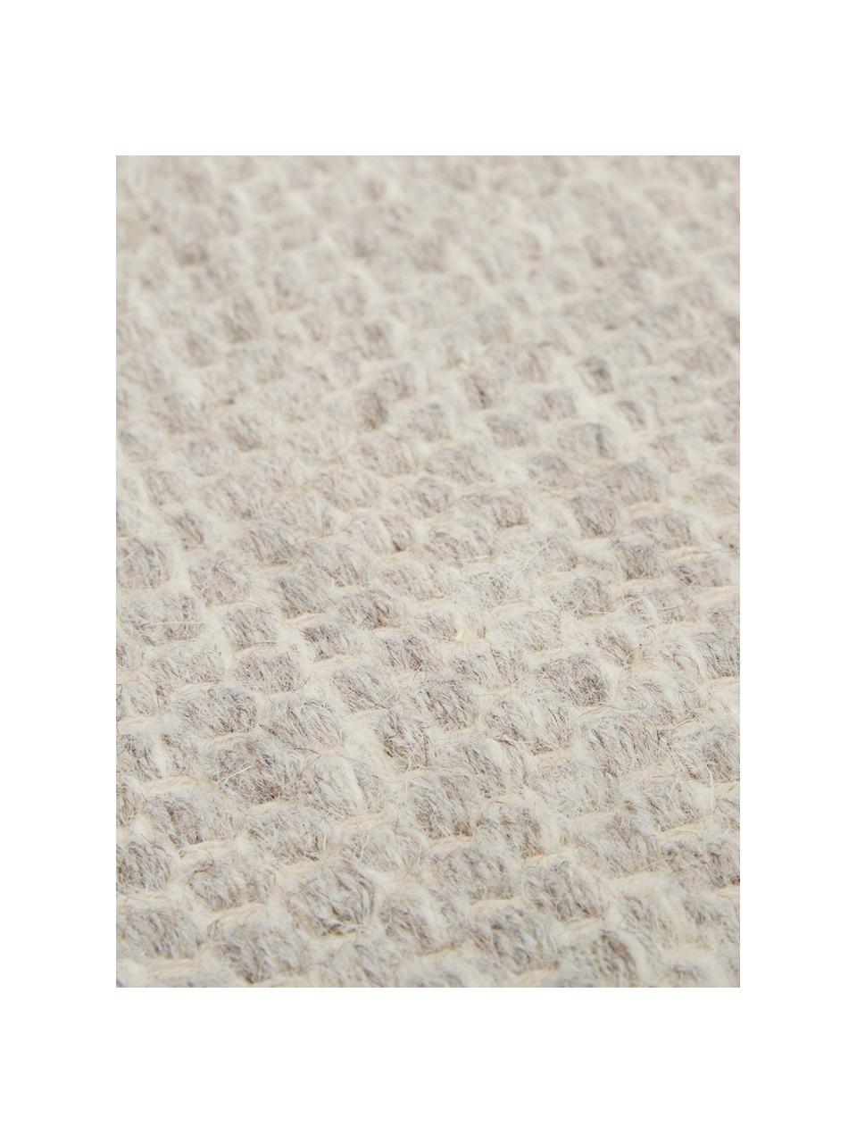 Handgewebter Wollläufer Asko, meliert, Flor: 90 % Wolle, 10 % Baumwoll, Grau, B 80 x L 250 cm