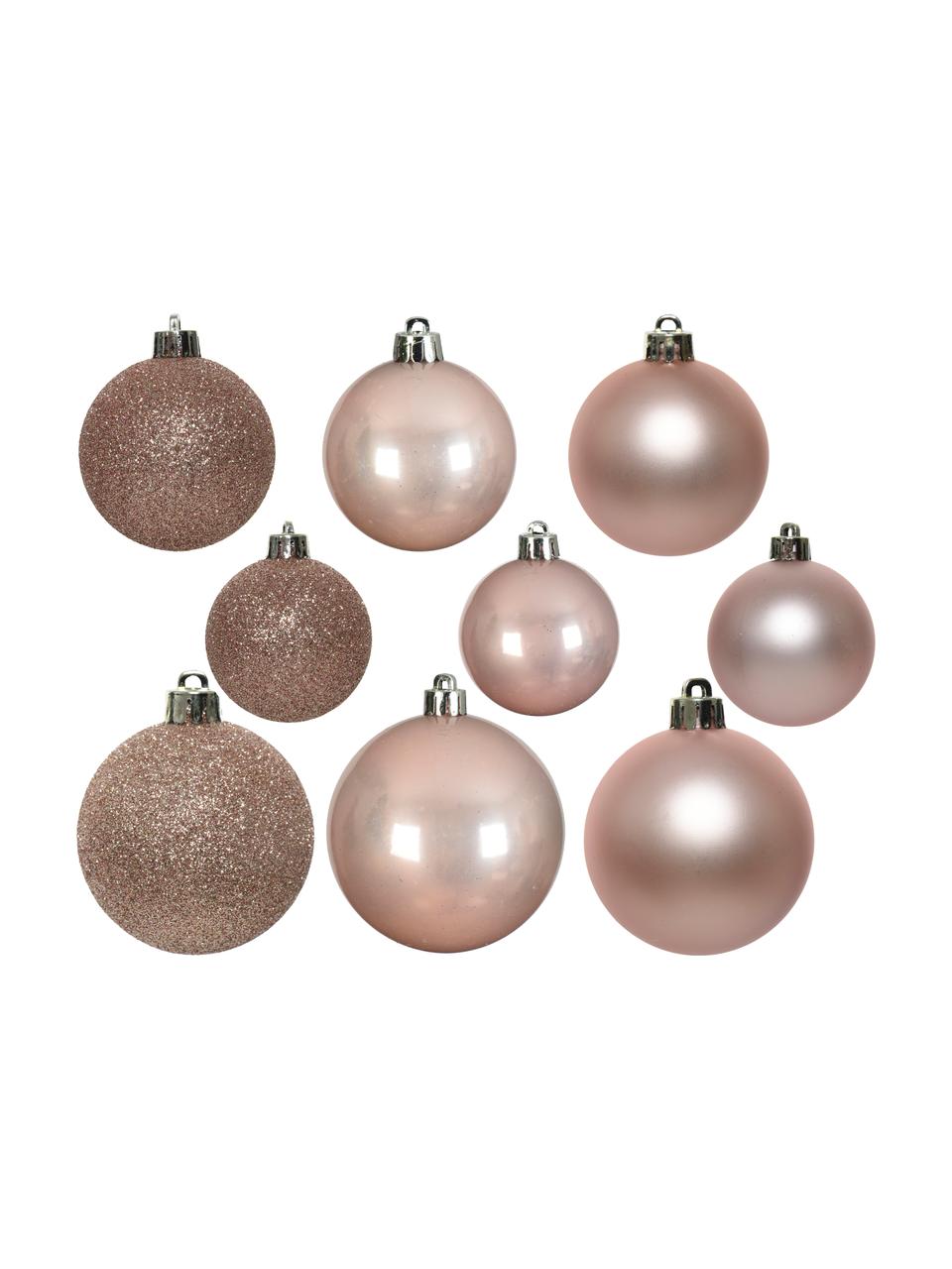 Set de bolas de Navidad irrompibles Mona, 30 uds., Rosa, Set de diferentes tamaños