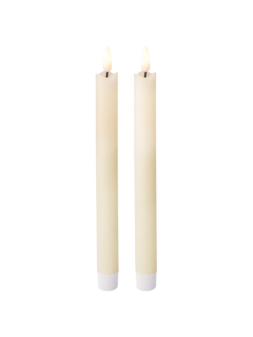 LED-Stabkerzen Bonna, 2 Stück, Wachs, Cremeweiß, Ø 2 x H 24 cm