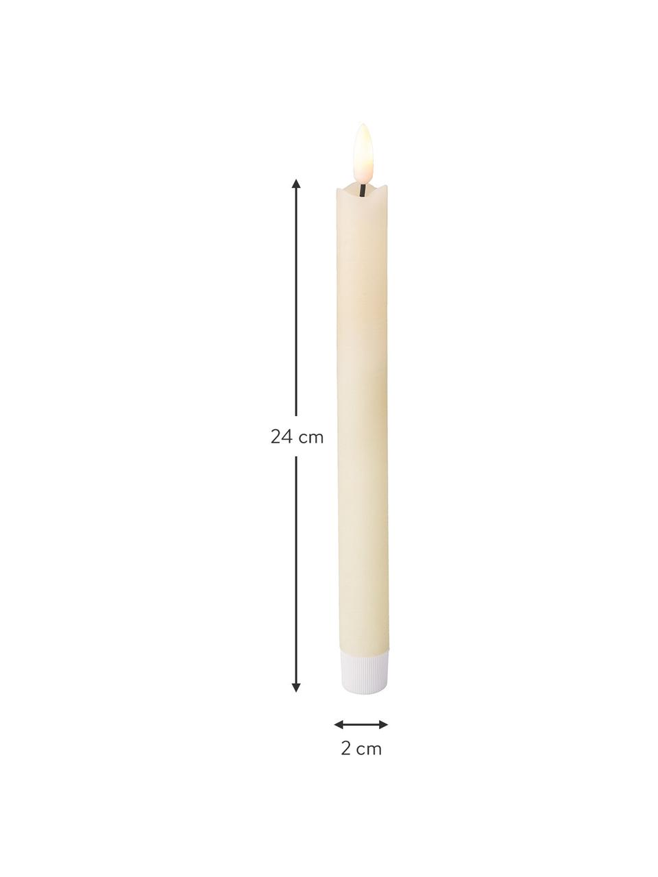 LED-Stabkerzen Bonna, 2 Stück, Wachs, Cremeweiß, Ø 2 x H 24 cm