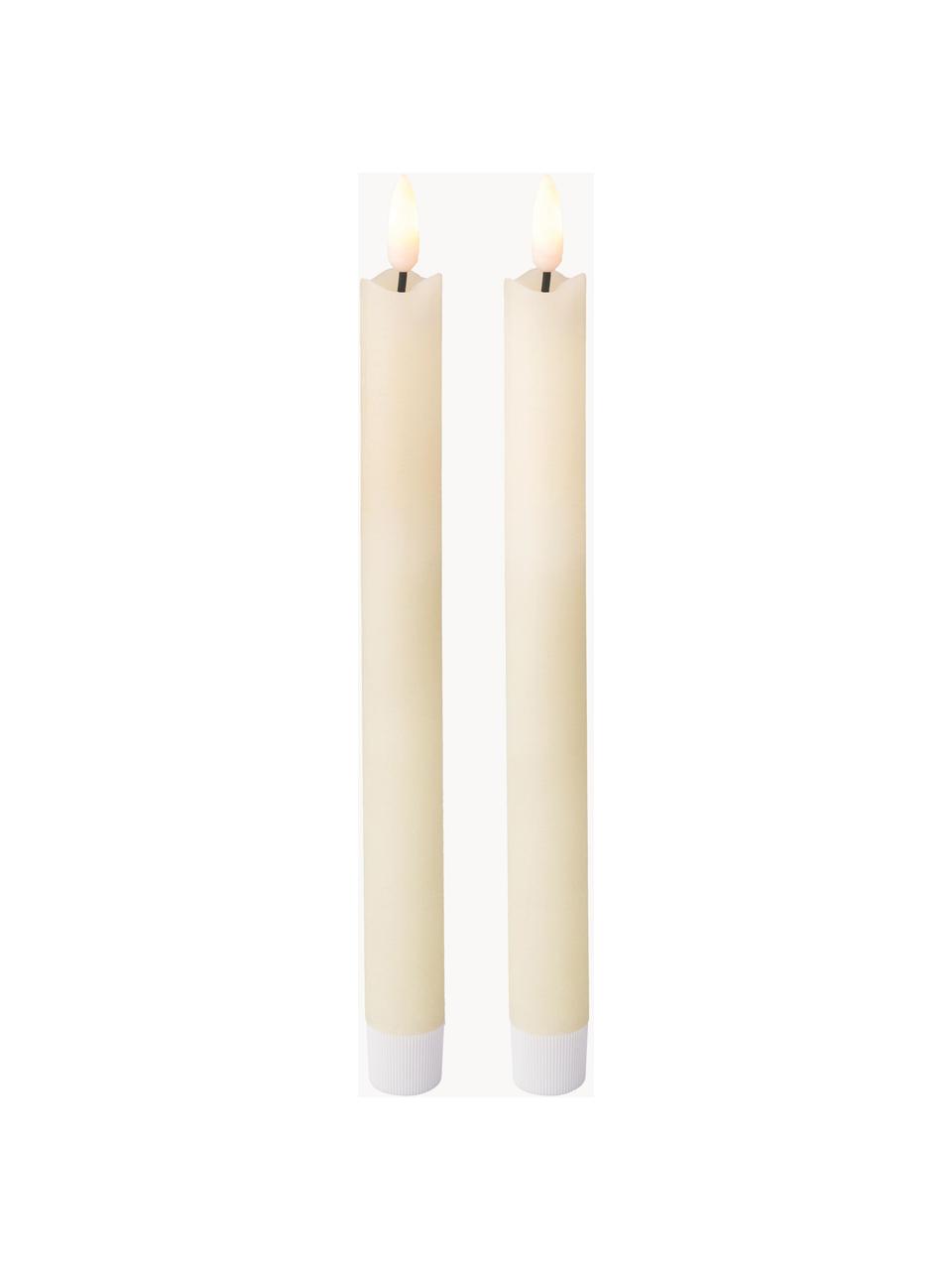 Velas LED Bonna, 2 uds., Cera, Blanco crema, Al 24 cm