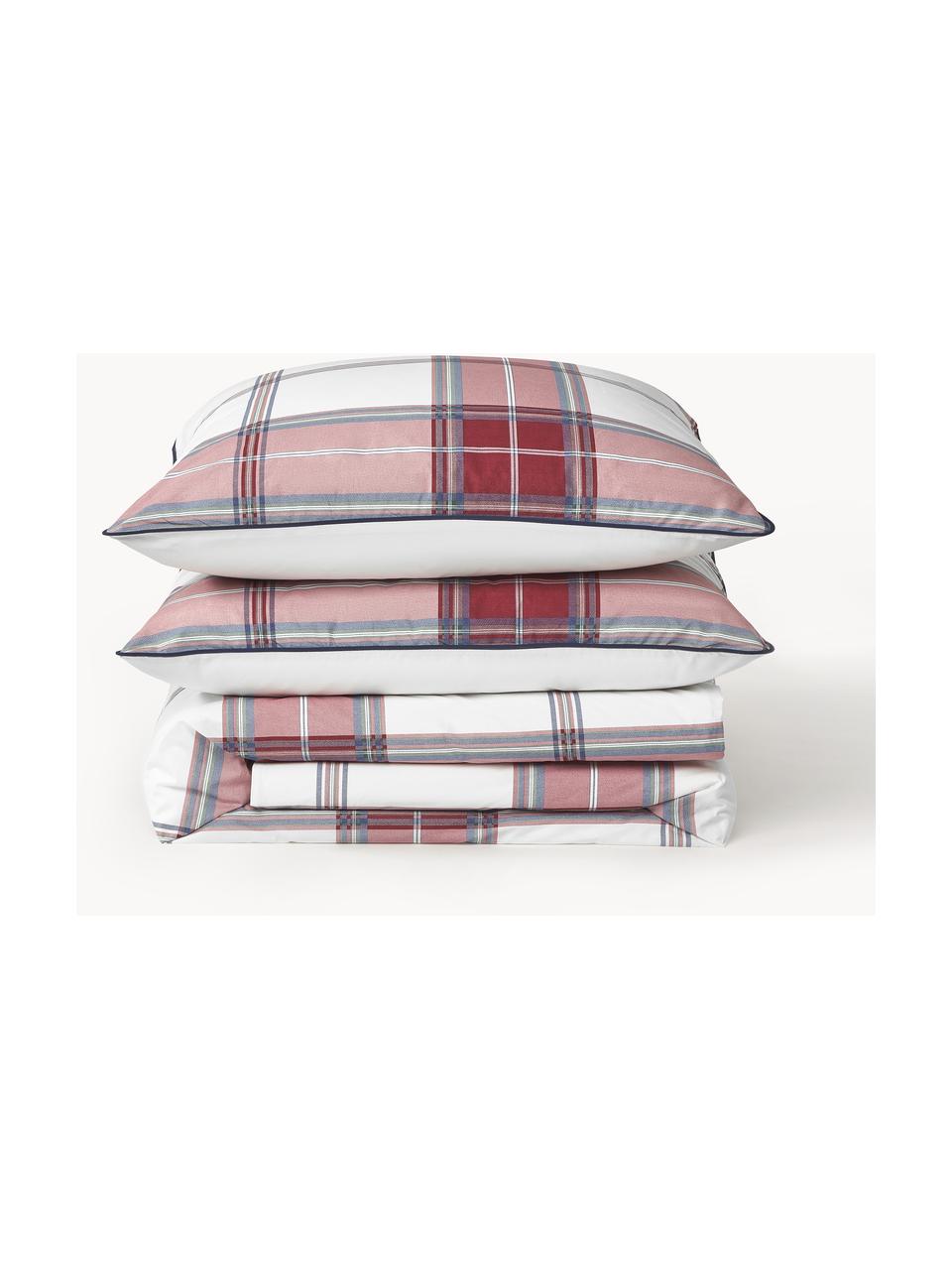 Funda nórdica de percal a cuadros Scarlet, Rojo, blanco, Cama 135/140 cm (200 x 200 cm)
