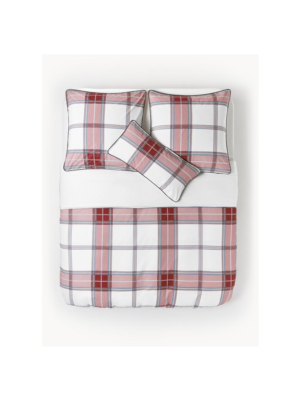 Funda nórdica de percal a cuadros Scarlet, Rojo, blanco, Cama 135/140 cm (200 x 200 cm)