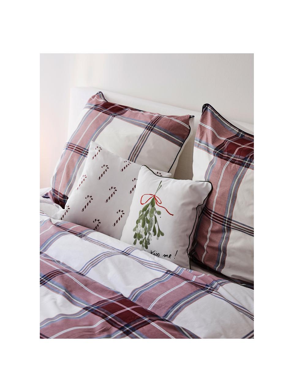 Funda nórdica de percal a cuadros Scarlet, Rojo, blanco, Cama 135/140 cm (200 x 200 cm)