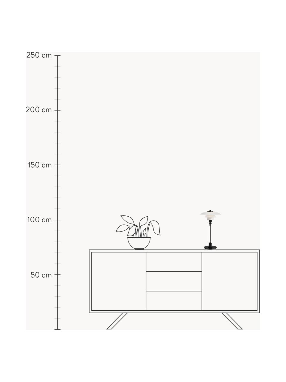 Lampa stołowa ze szkła dmuchanego PH 2/1, Stelaż: mosiądz metalizowany, Czarny, biały, Ø 20 x 36 cm