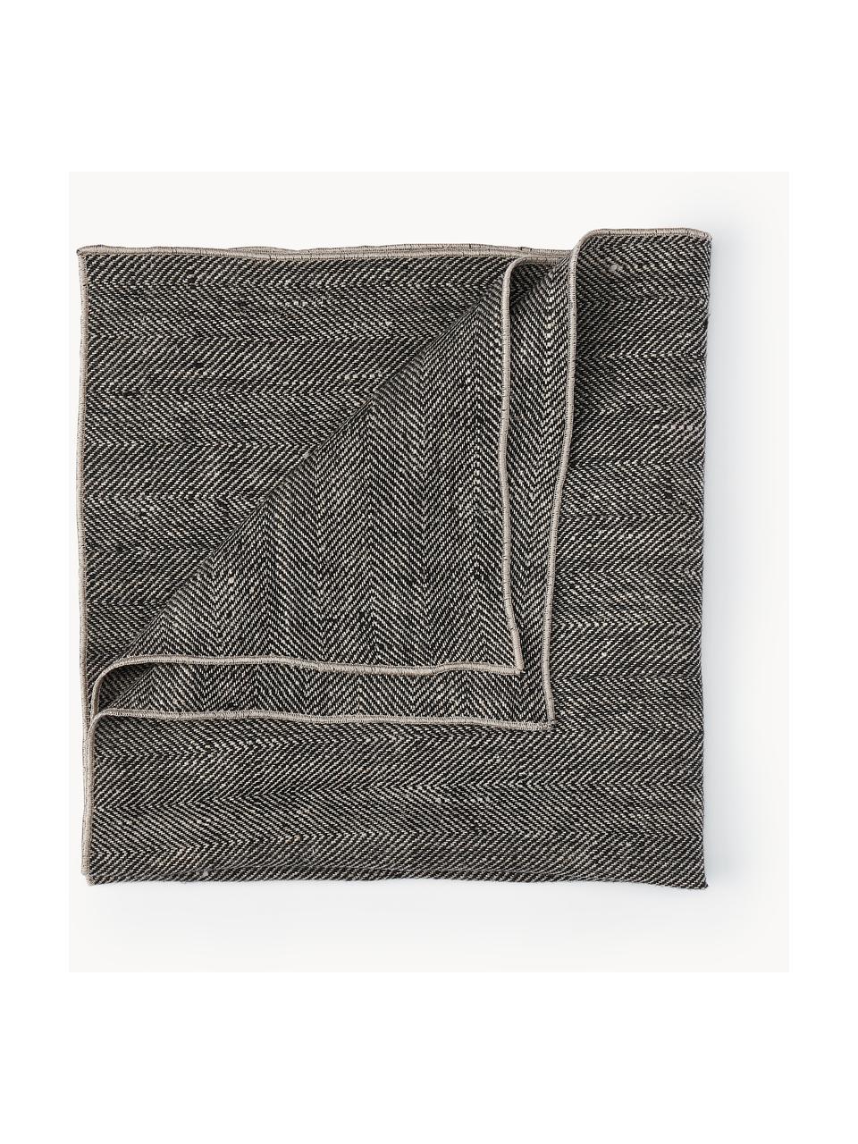 Tovagliolo in lino con motivo a spina di pesce Audra 6 pz, 100% lino, Grigio scuro, Larg. 46 x Lung. 46 cm