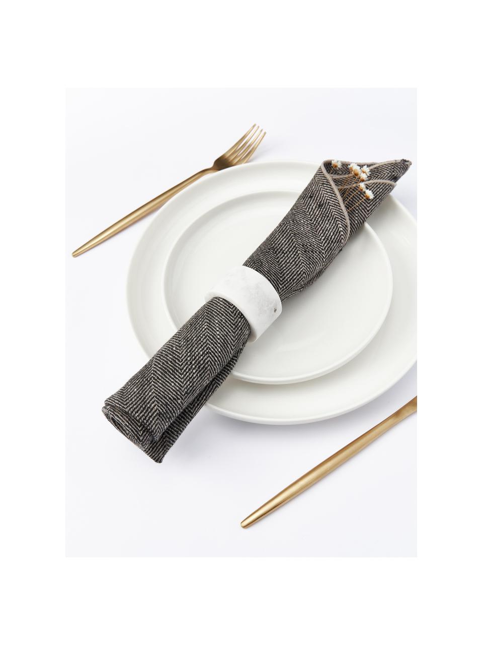 Tovagliolo in lino con motivo a spina di pesce Audra 6 pz, 100% lino, Grigio scuro, Larg. 46 x Lung. 46 cm