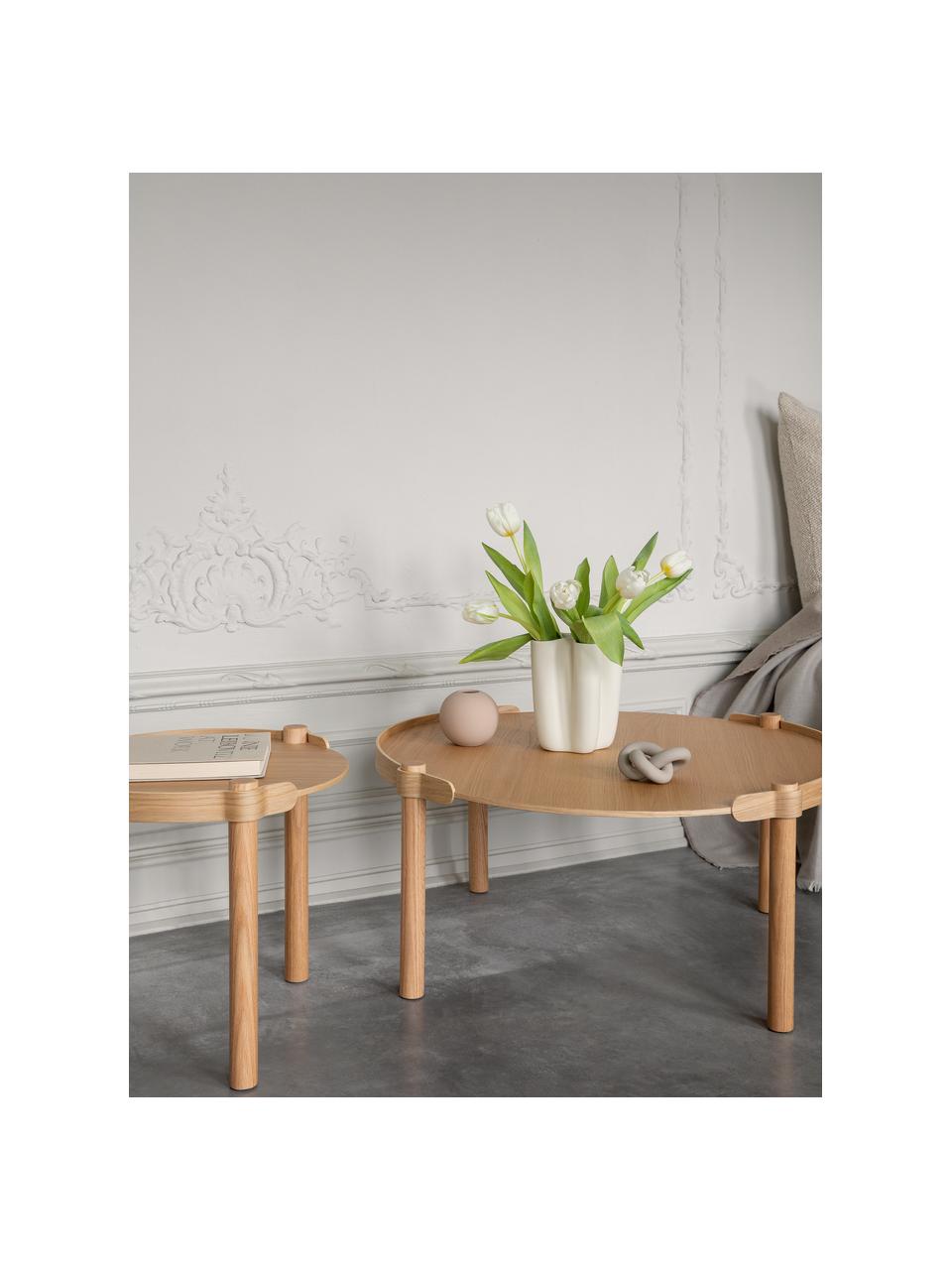 Okrągły stolik kawowy z drewna dębowego Woody, Drewno dębowe z certyfikatem FSC, Drewno dębowe, Ø 80 cm