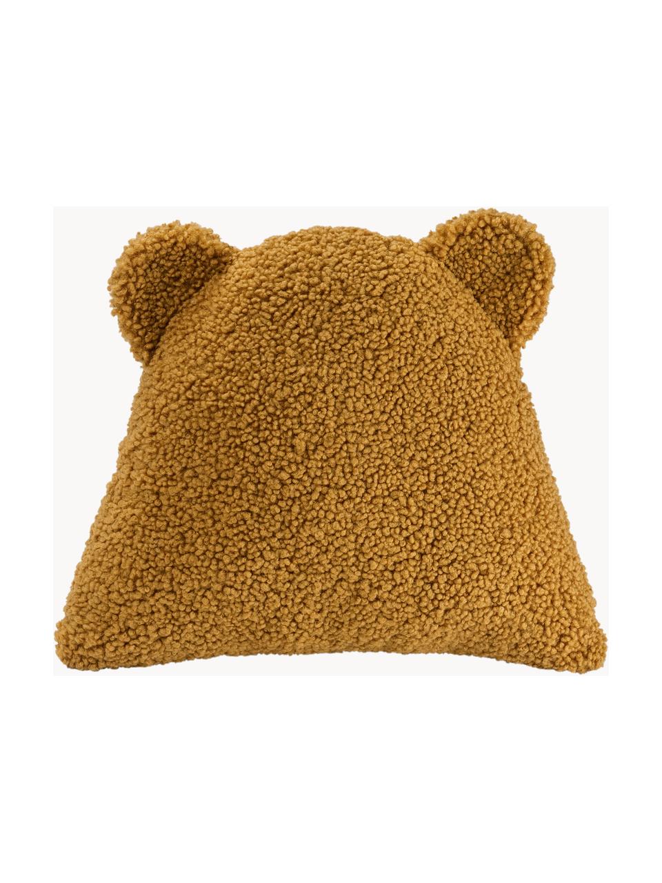 Teddy knuffelkussen Beer, Bekleding: teddy (100% polyester), Mosterdgeel, B 40 x L 37 cm