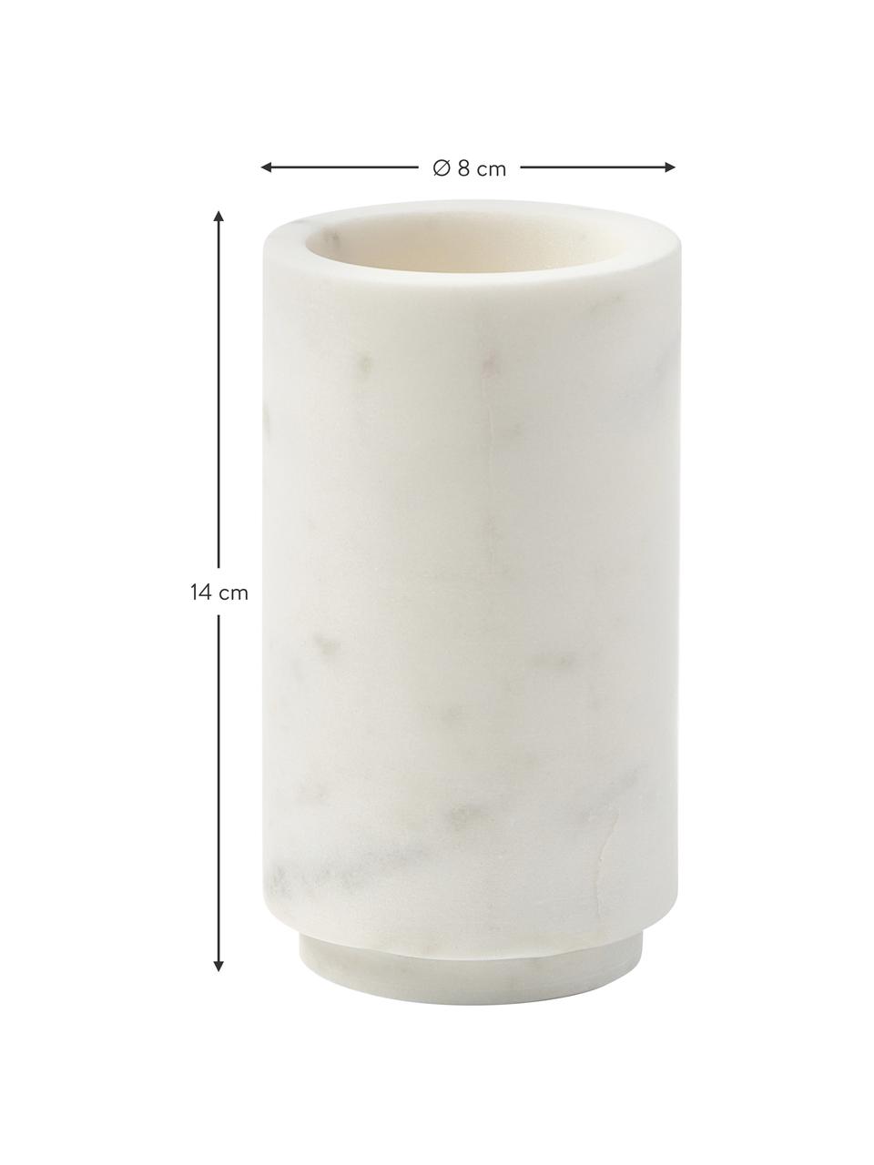 Tazza per spazzolino in marmo Simba, Marmo, Bianco marmorizzato, Ø 8 x Alt. 14 cm
