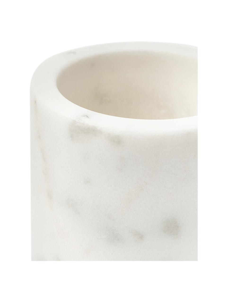 Tazza per spazzolino in marmo Simba, Marmo, Bianco marmorizzato, Ø 8 x Alt. 14 cm