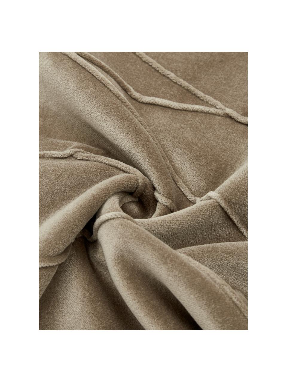 Samt-Kissen Pintuck in Braun mit erhabenem Strukturmuster, mit Inlett, Bezug: 55% Rayon, 45% Baumwolle, Webart: Samt, Taupe, 45 x 45 cm