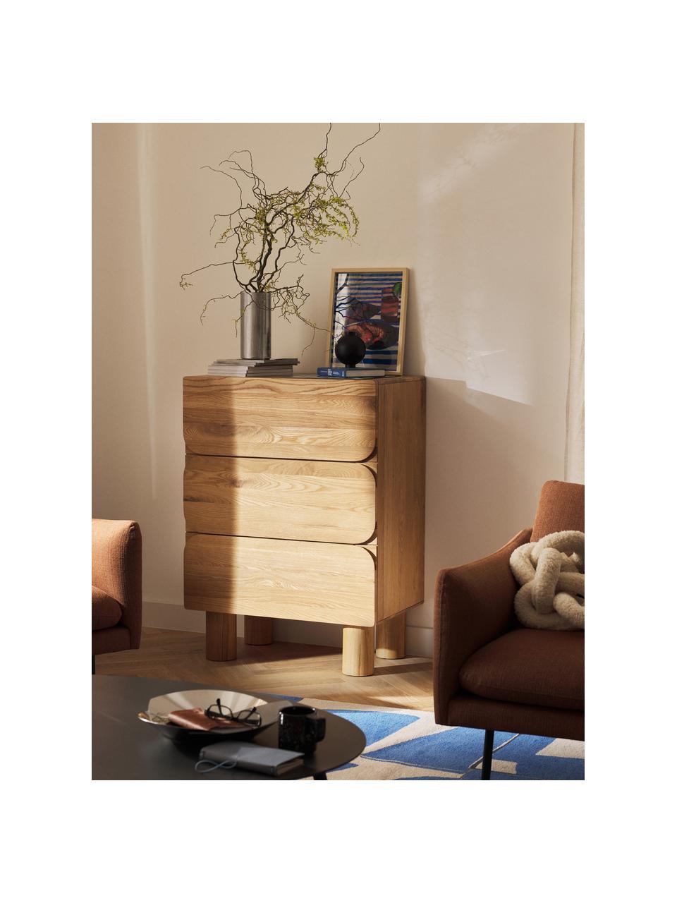 Cassettiera in legno di quercia Cadi, Legno di quercia oliato, Larg. 80 x Alt. 110 cm
