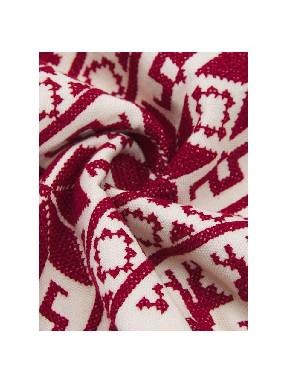 Poszewka na poduszkę Orkney, 100% bawełna, Czerwony, kremowobiały, S 45 x D 45 cm