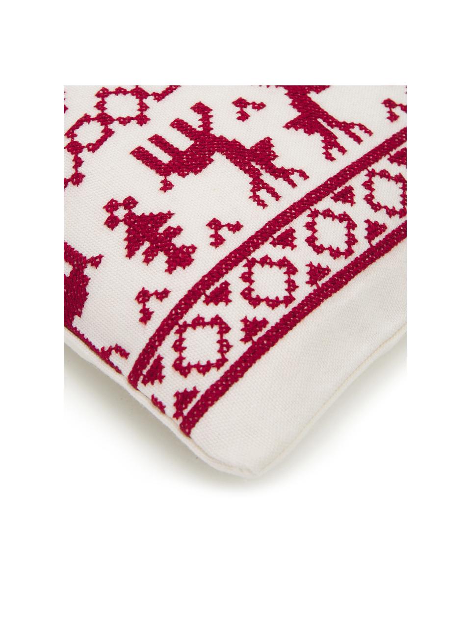 Poszewka na poduszkę Orkney, 100% bawełna, Czerwony, kremowobiały, S 45 x D 45 cm