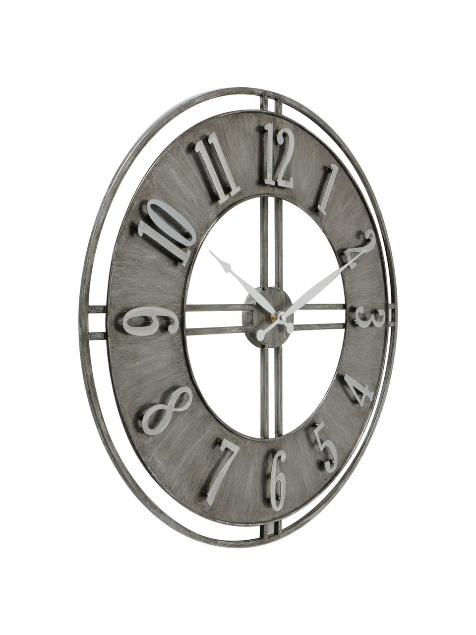 Reloj de pared Hudson, Metal recubierto, Gris con efecto envejecido, Ø 60 cm