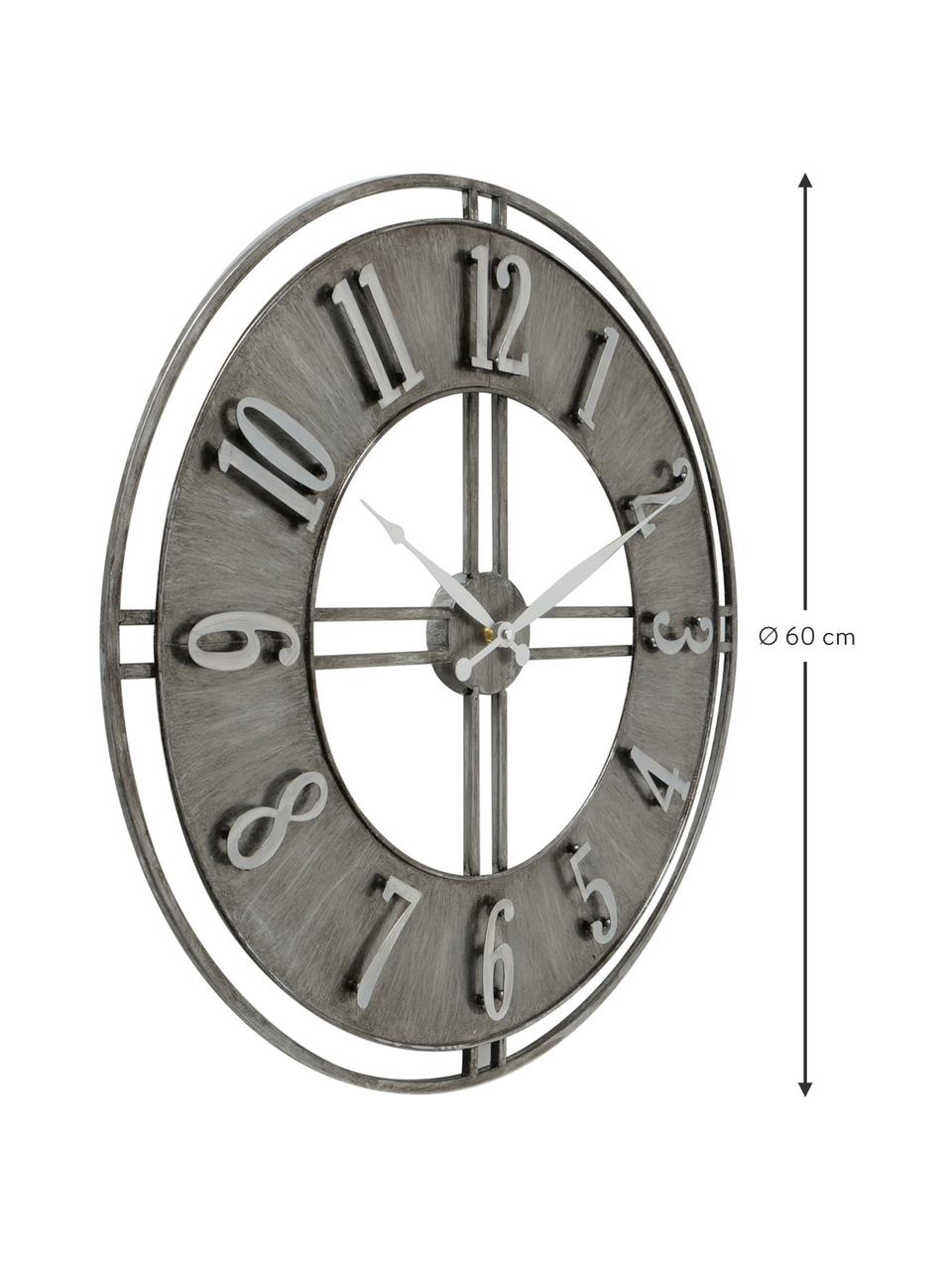 Orologio da parete Hudson, Metallo rivestito, Grigio con finitura antica, Ø 60 cm
