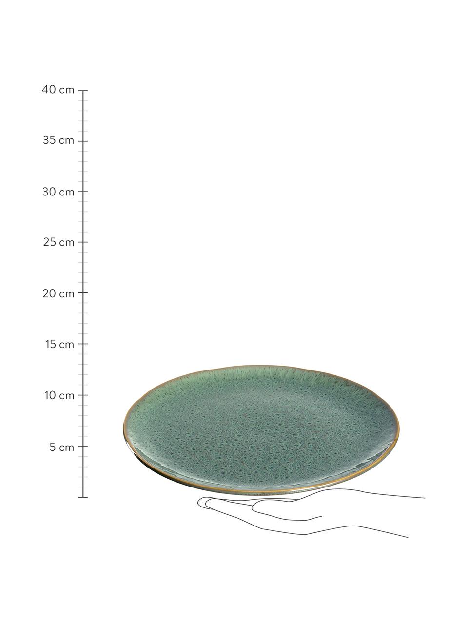 Mělký talíř s barevným přechodem a nerovnostmi Matera, 6 ks, Keramika, Zelená, Ø 27 cm, V 2 cm