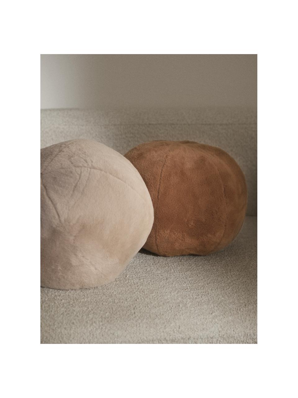 Okrągła poduszka dekoracyjna ze sztucznego futra Ginny, Tapicerka: sztuczne futro (100% poli, Jasny beżowy, Ø 33 cm