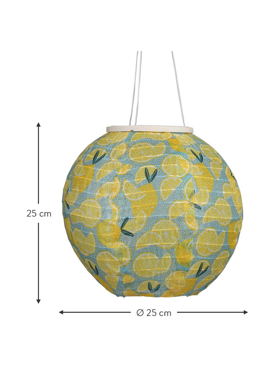 Lanterne solaire à suspendre Citrus, Jaune, bleu, vert, Ø 25 x haut. 25 cm