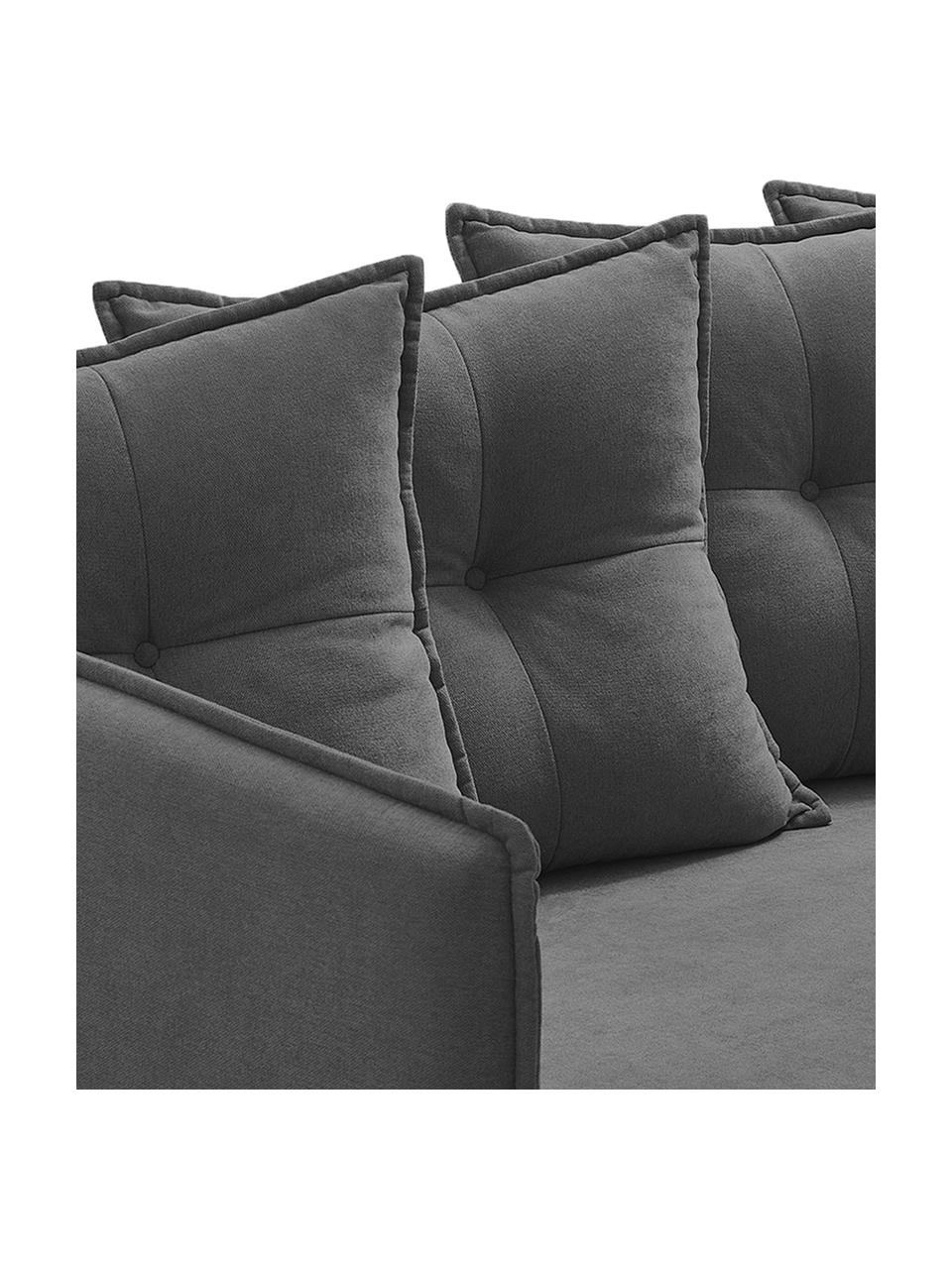 Sofa rozkładana z aksamitu Opti (4-osobowa), Tapicerka: 100% aksamit poliestrowy, Nogi: metal lakierowany, Ciemny szary, S 264 x G 103 cm