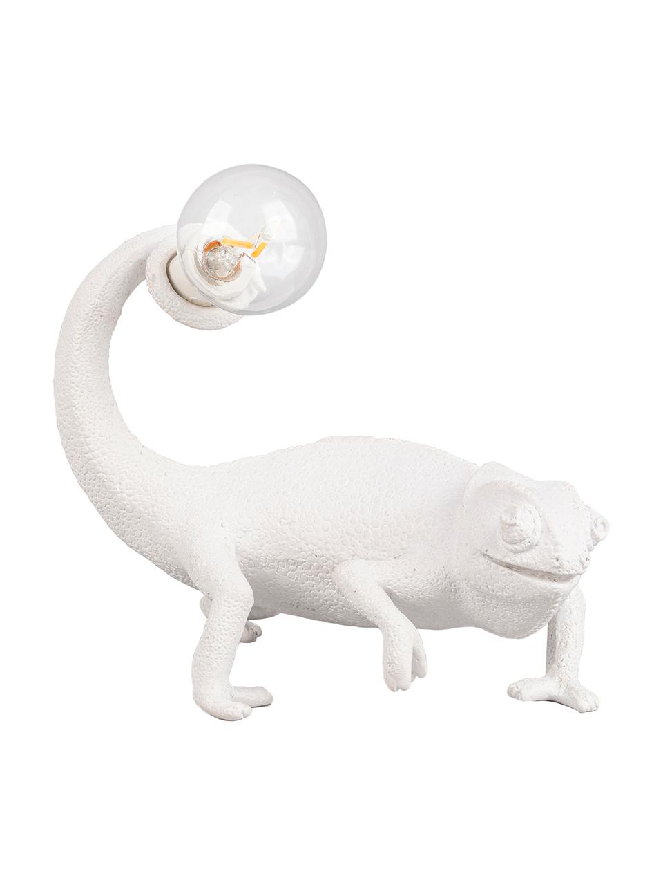 Kleine design tafellamp Chameleon, Lamp: polyresin, Wit, B 17 x H 14 cm