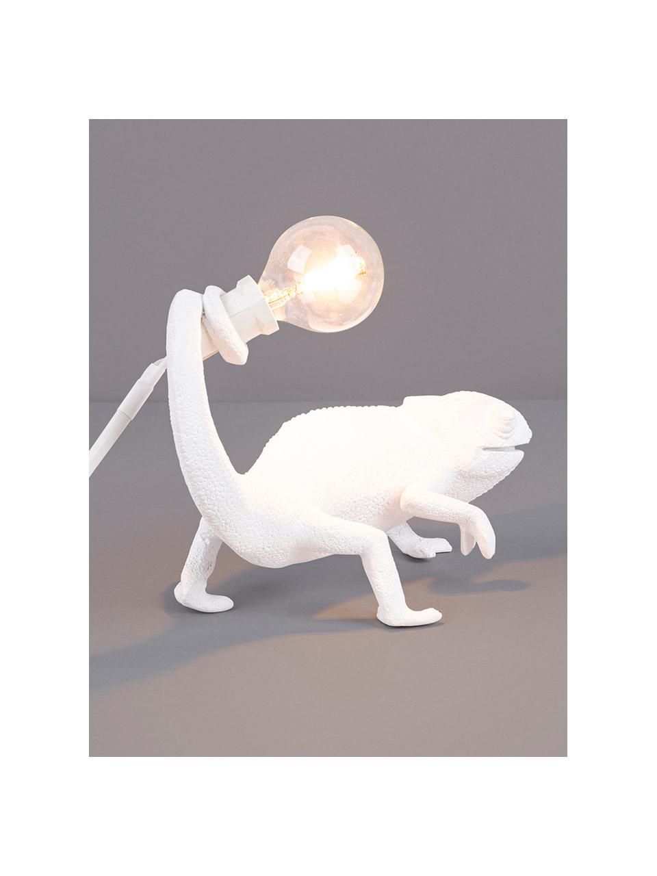 Kleine Design Tischlampe Chameleon, Leuchte: Polyresin, Weiß, B 17 x H 14 cm